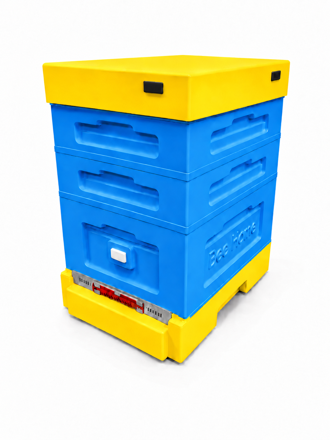 Bee Home Bienenbeute mit zwei Halbzargen und DNM-Absperrgitter in Blau-Gelb