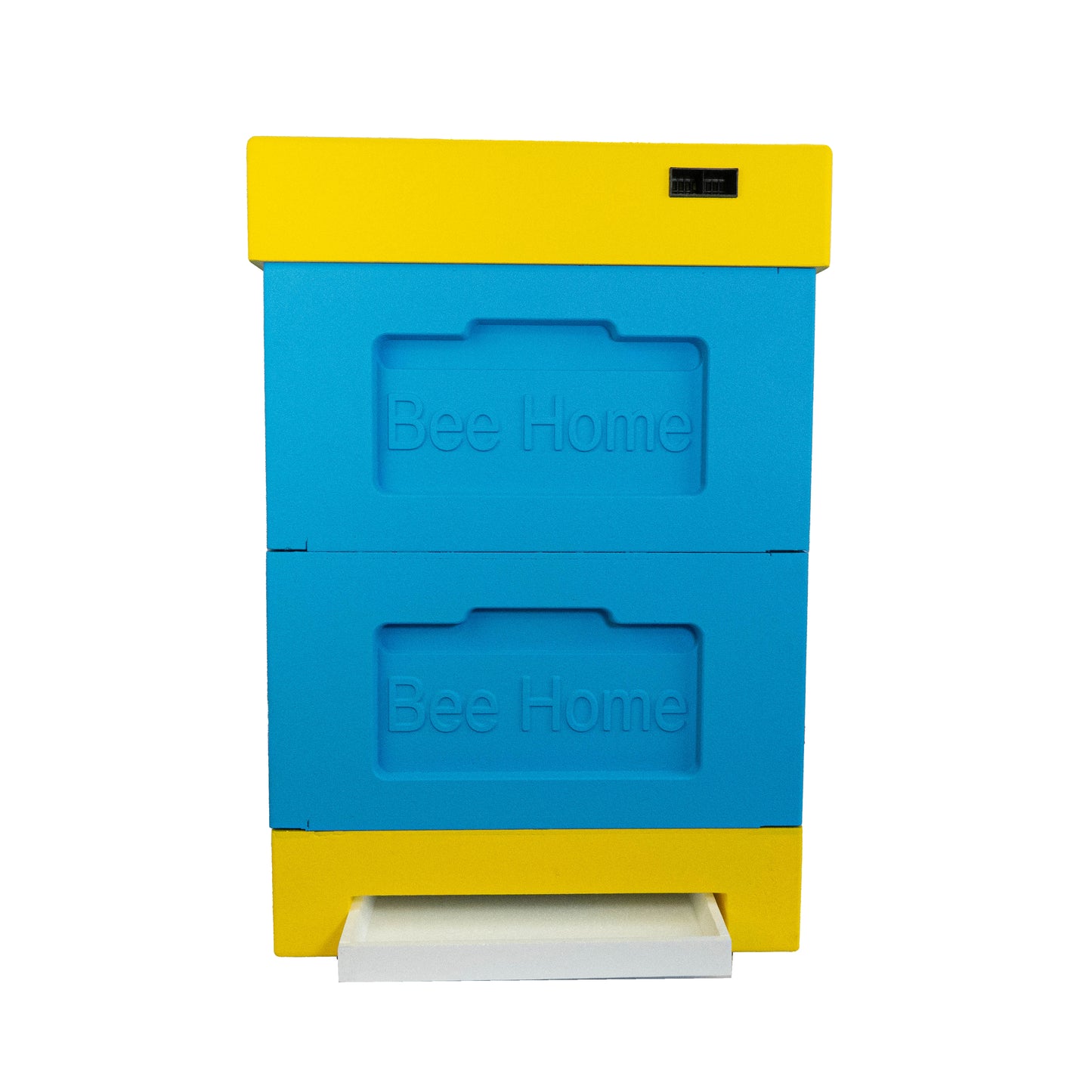 Styroporbeute mit Hygieneboden (blau-gelb) mit zwei Zargen- geeignet für 10 Zander- oder 12 DNM