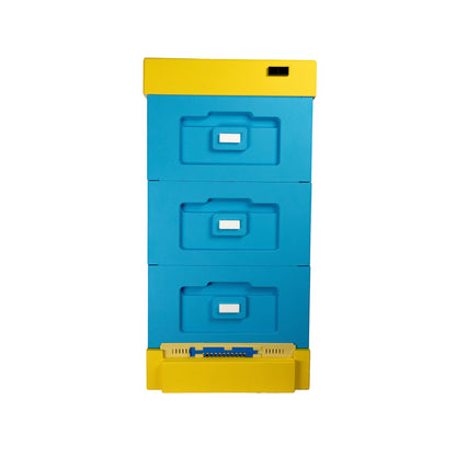 Styroporbeute mit Hygieneboden (blau-gelb) - geeignet für 10 Zander- oder 12 DNM