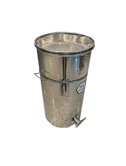 Abfüller mit Filter, 70 l (aus rostfreiem Edelstahl, Edelstahlhahn)