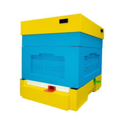 Styroporbeute mit Hygieneboden - für 4 Zander-Völker mit Hygieneboden(Gelb-Blau)