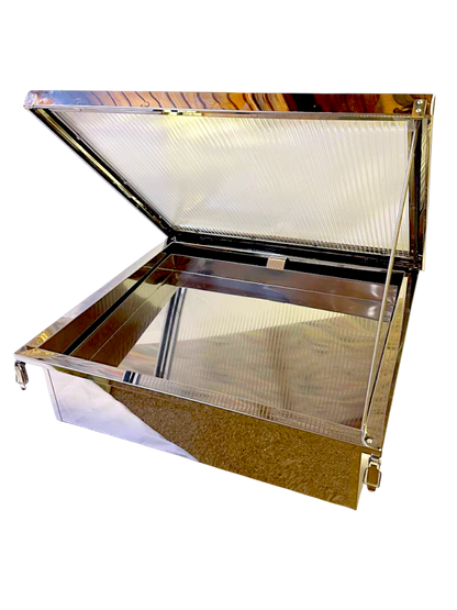 Sonnenwachsschmelzer aus Edelstahl für 2 Rähmchen (Polycarbonat )