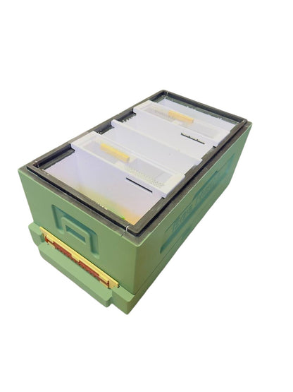 Vier-Nukleus-Beute aus Styropor - für 4 Königinnenableger - Komplettset (grün)