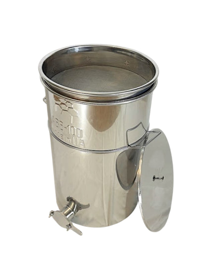 Abfüller mit Filter, 35 l (aus rostfreiem Edelstahl, Edelstahlhahn)