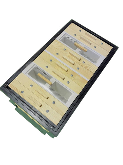 Vier-Nukleus-Beute aus Styropor - für 4 Königinnenableger - Komplettset (grün)