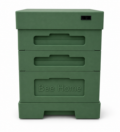 Bienenbeute aus Styropor für 10 Zander- / 12 DNM-Rähmchen mit hohem Hygieneboden – BeeHome Grün