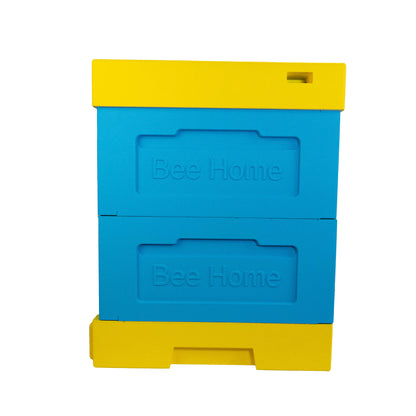 Styroporbeute mit Hygieneboden (blau-gelb) mit zwei Zargen- geeignet für 10 Zander- oder 12 DNM