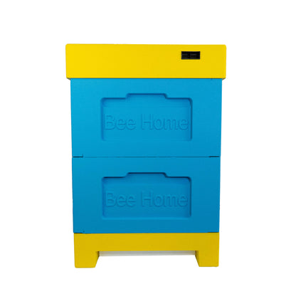 Styroporbeute mit Hygieneboden (blau-gelb) mit zwei Zargen- geeignet für 10 Zander- oder 12 DNM