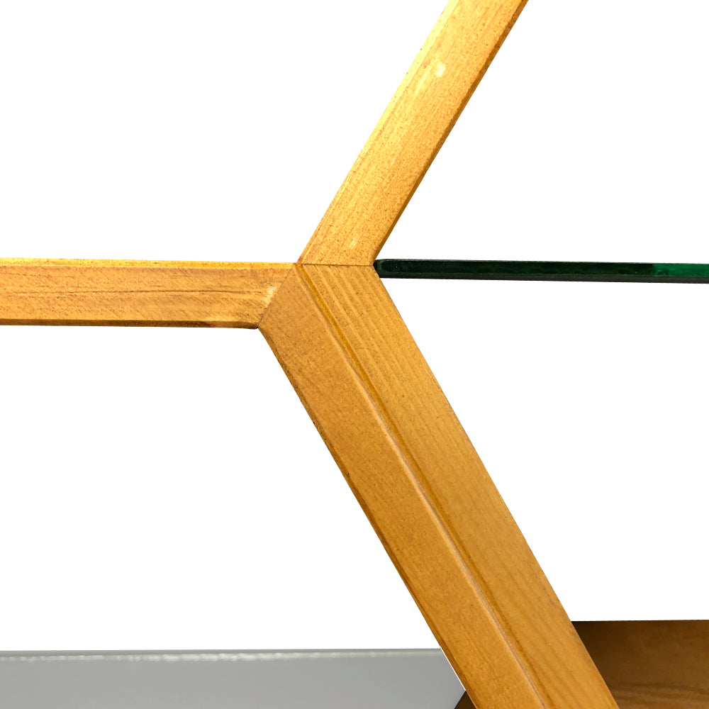 Verkaufsregal "3 Waben" klein - Stilvolle Holzvitrine für Honigprodukte