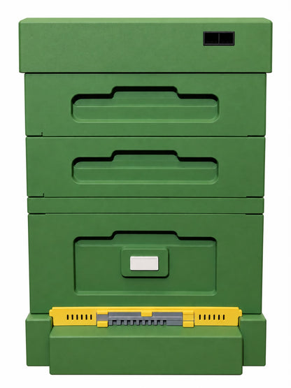 Bee Home Bienenbeuten-Set für 12 DNM-Rähmchen mit 2 Halbzargen, hohem Hygieneboden, DNM-Absperrgitter und Bienenflucht – Grün