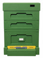Bee Home Bienenbeuten-Set für 12 DNM-Rähmchen mit 2 Halbzargen, hohem Hygieneboden, DNM-Absperrgitter und Bienenflucht – Grün