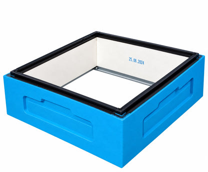Bee Home Bienenbeuten-Set für 12 DNM-Rähmchen mit 2 Halbzargen, hohem Hygieneboden, DNM-Absperrgitter und Bienenflucht – Blau-Gelb