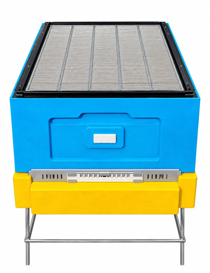 Bee Home Bienenbeuten-Set für 12 DNM-Rähmchen mit 2 Halbzargen, hohem Hygieneboden, DNM-Absperrgitter und Bienenflucht – Blau-Gelb