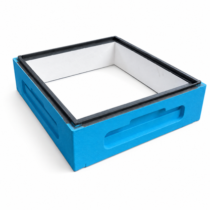 Blaue Bee Home Styropor-Halbzarge – schräge Ansicht