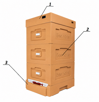 Bee Home Bienenbeute aus Styropor für 10 Zander / 12 DNM Rähmchen mit Hygieneboden – Braun