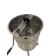 4-Waben Honigschleuder, Edelstahl, Wende-Kassetten. Edelstahl-Rotor mit Beinen